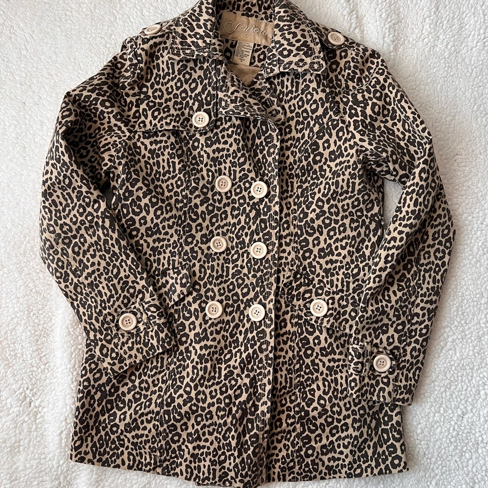 Jou Jou Leopard Print Trench Style Jacket